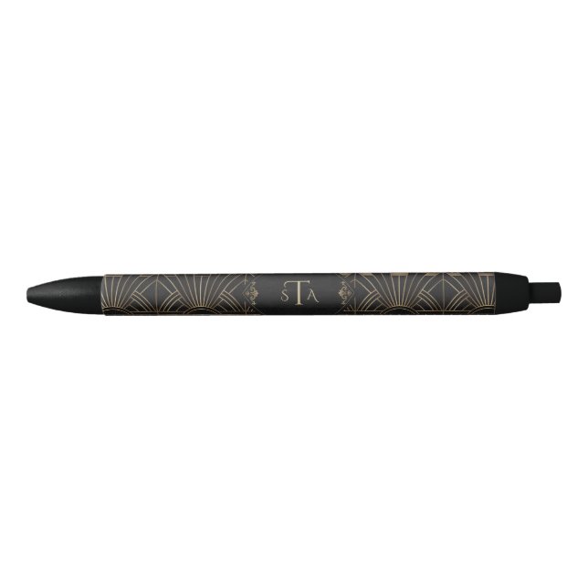 Stylo Noir Royal Gold Black Great Gatsby 20s Monogramme (Devant)