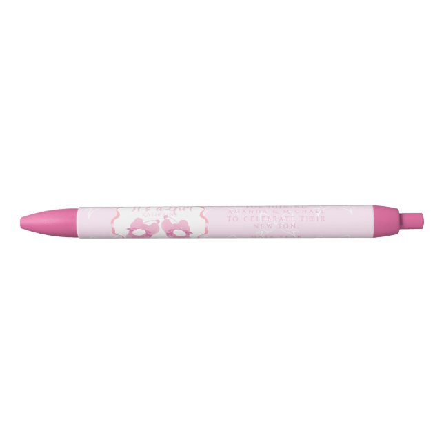 Stylo Noir Ruban à Nœud C'est une Fille (Devant)