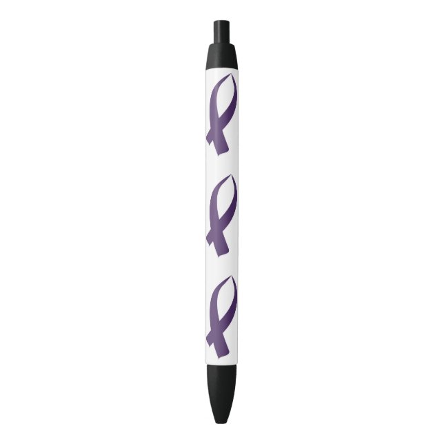 Stylo Noir Ruban de conscience (pourpre) (devant Vertical)