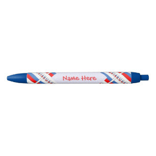 Stylo Noir Russie Drapeau Russe Personnalisé Carrelé Rouge