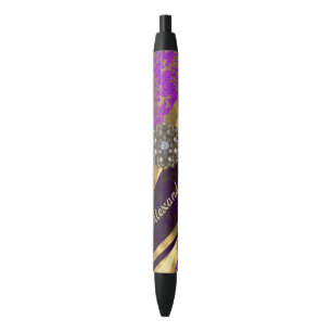 Stylo Noir Sabot pourpre girly assez personnalisé de damass