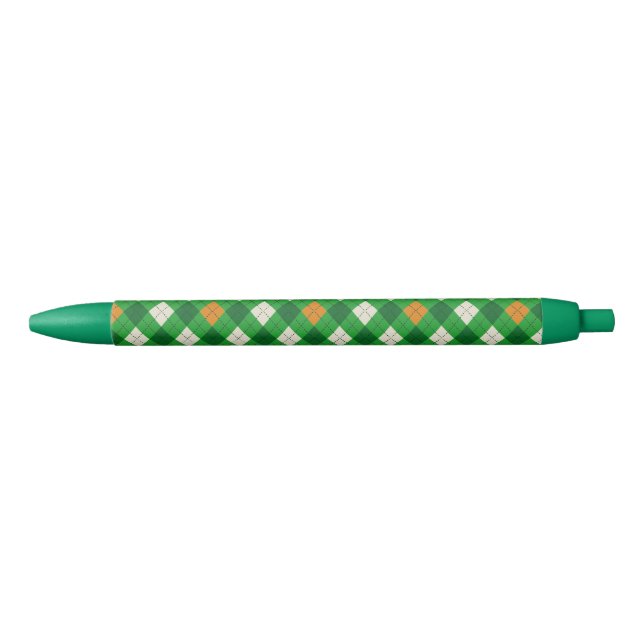Stylo Noir Saint-Patrick journee argyle aux couleurs irlandai (Devant)