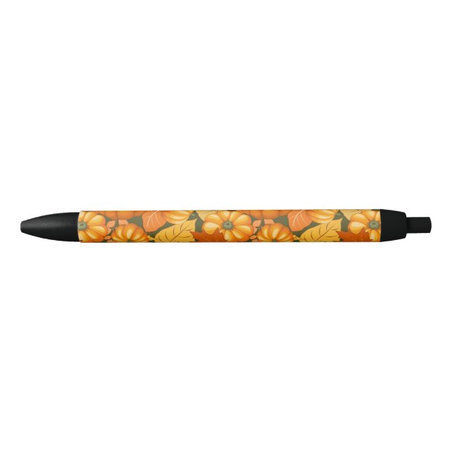 Stylo Noir Saison d'automne Halloween Citrouille Motif (Devant)