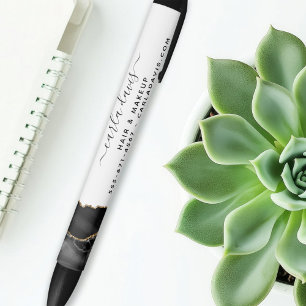Stylo Noir Salon Agate Marbre Noir Et Or Script