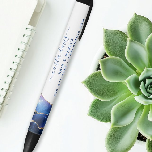 Stylo Noir Salon Galaxie Céleste Étoiles Agate (Créateur téléchargé)
