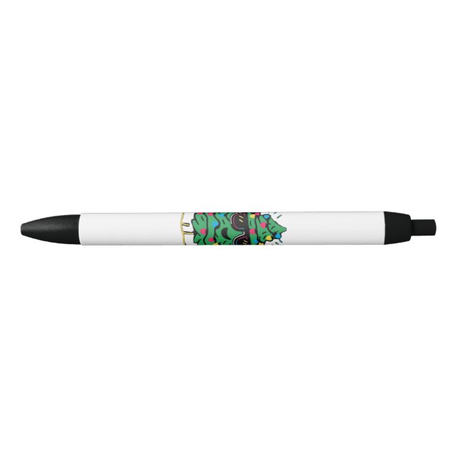 Stylo Noir Sapin de Noël Classique Cool (Devant)