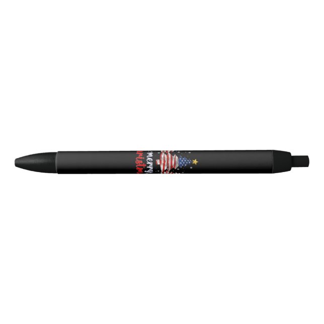 Stylo Noir Sapin de Noël Drapeau Américain Drôle Drapeau US S (Devant)