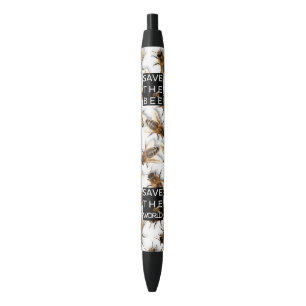 Stylo Noir Sauvez l'abeille ! Sauvez le monde ! Abeille