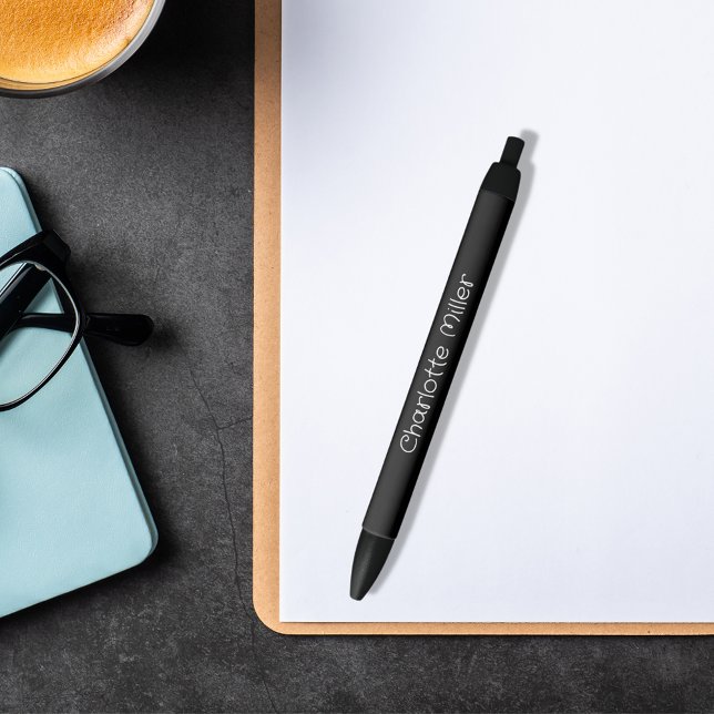 Stylo Noir Script de nom noir girly (Créateur téléchargé)