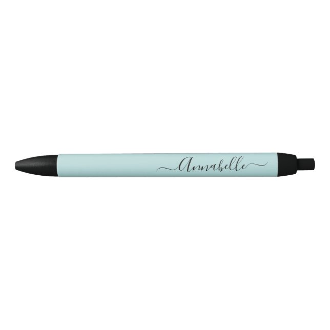 Stylo Noir Script de nom personnalisé Aqua (Devant)