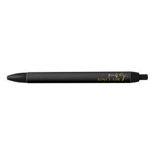 Stylo Noir Script élégant noir et or pour Mme professionnelle