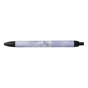 Stylo Noir Script moderne Très Peri Purple Foil Monogramme