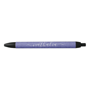 Stylo Noir Script moderne Très Peri Purple Foil Monogramme