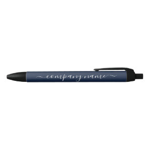 Stylo Noir Script simple - Marine Blue & White - Entreprise/é