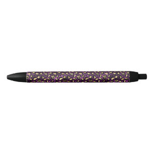 Stylo Noir Série Purple and Gold Leopard Design 1
