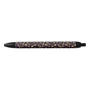 Stylo Noir Série Purple and Gold Leopard Design 2