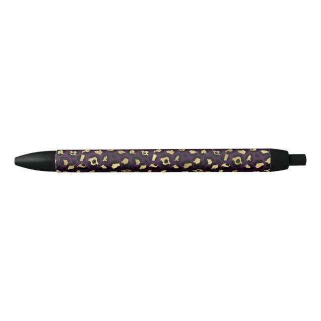 Stylo Noir Série Purple and Gold Leopard Design 2 (Devant)