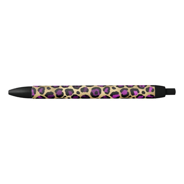 Stylo Noir Série Purple and Gold Leopard Design 4 (Devant)
