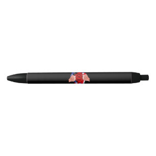 Stylo Noir Service des incendies Drapeau pompier Mince ligne 