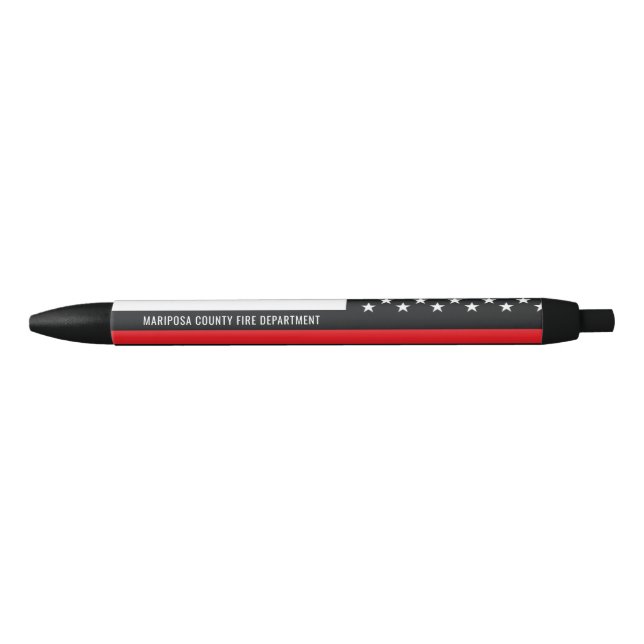 Stylo Noir Service d'incendie de pompier sur mesure Red Line (Devant)