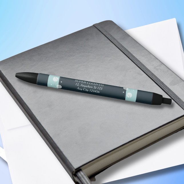 Stylo Noir Services de nettoyage bleu foncé modernes minimaux (Créateur téléchargé)