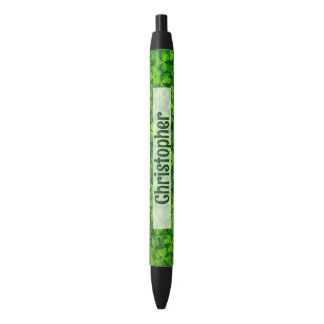 Stylo Noir Shamrock Clovers Personnalisé