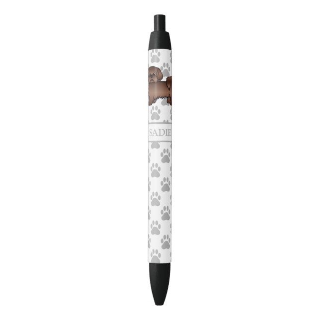 Stylo Noir Shih Tzu Marron Foie Chien de Dessin Animé Mignon  (devant Vertical)