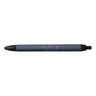Stylo Noir signature marine moderne bleu or