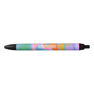 Stylo Noir Signe du zodiaque Verseau typographie colorée