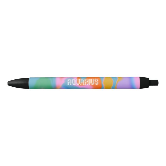 Stylo Noir signe zodiaque Aquarius typographie colorée (Devant)