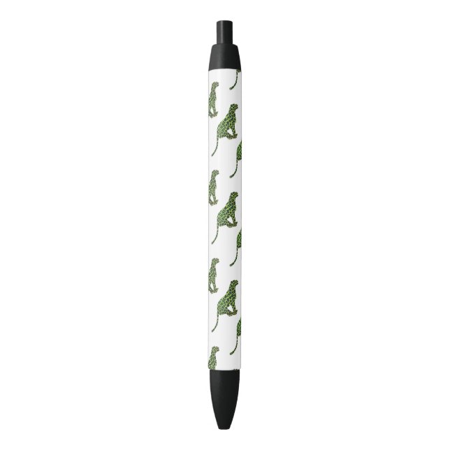 Stylo Noir Silhouette léopard noir et vert (devant Vertical)
