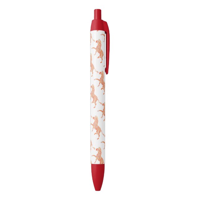Stylo Noir Silhouette Zèbre orange et blanc (Bas (Vertical))