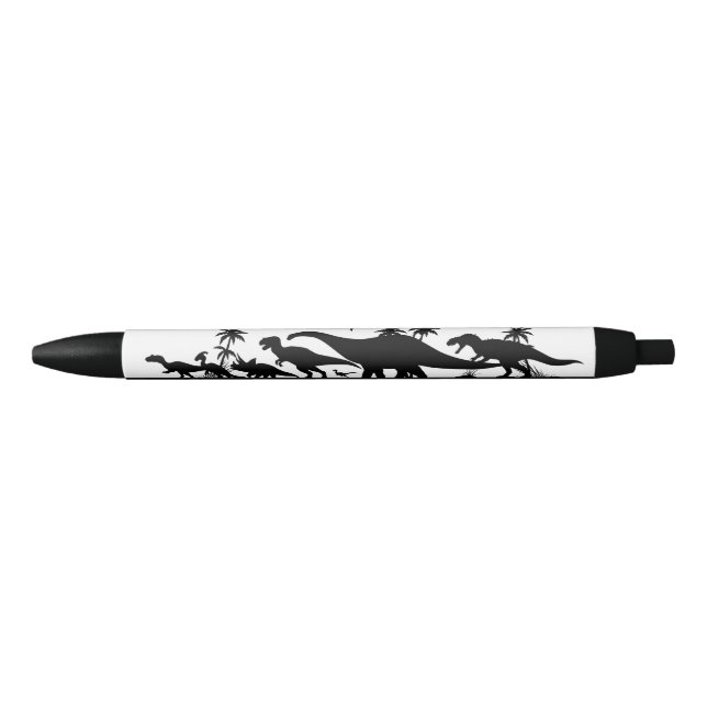 Stylo Noir Silhouettes de dinosaure (Devant)