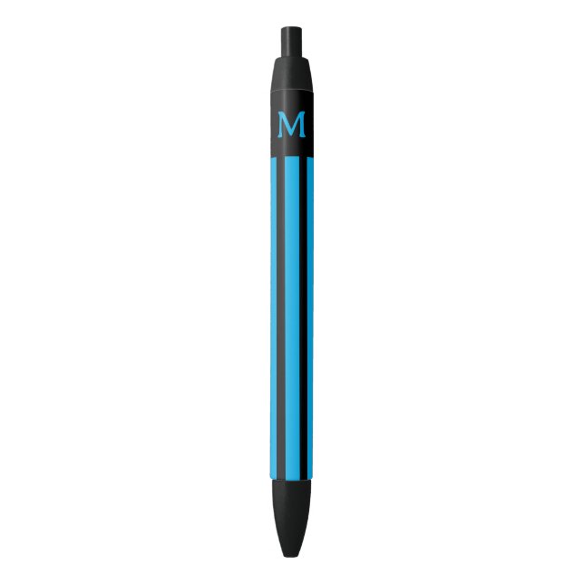 Stylo Noir Simple Bleu Divisé Initiale (devant Vertical)