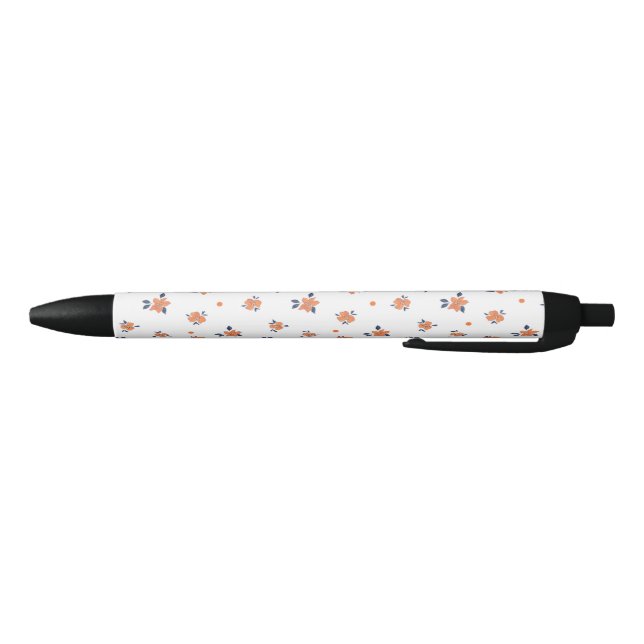 Stylo Noir Simple Élégant Fleur Orange Mignonne (Bas)
