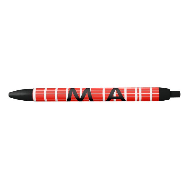 Stylo Noir Simple monogramme ajouter votre nom lettre man min (Devant)