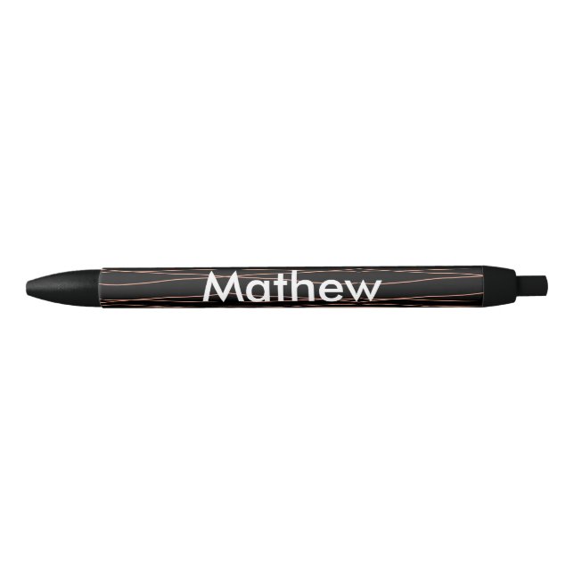 Stylo Noir Simple monogramme ajouter votre nom lettre man min (Devant)