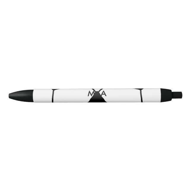 Stylo Noir Simple monogramme ajouter votre nom lettre man min (Devant)