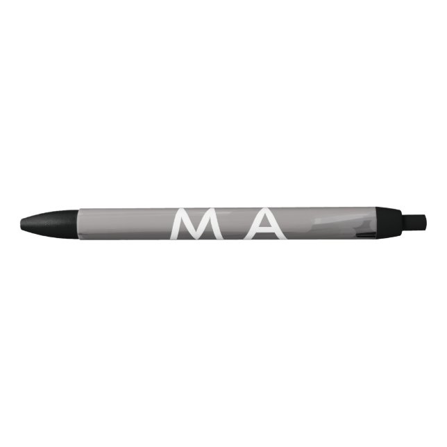 Stylo Noir Simple monogramme ajouter votre nom lettre man min (Devant)