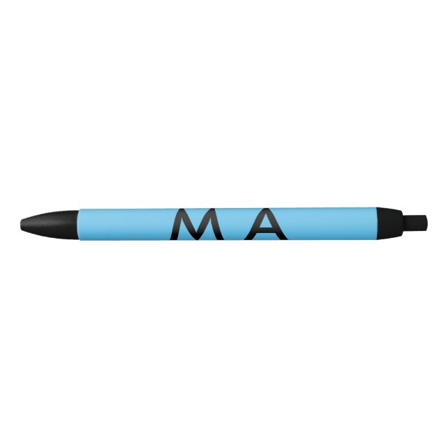 Stylo Noir Simple monogramme ajouter votre nom lettre man min (Devant)