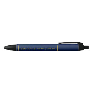 Stylo Noir Simple Navy Blue & Gold Foil Effet, entreprise/évé