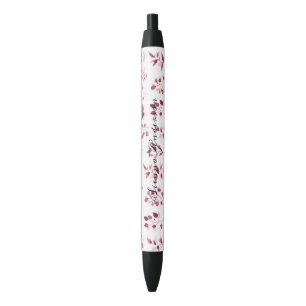 Stylo Noir Simple Russe Bourgogne Floral mariage