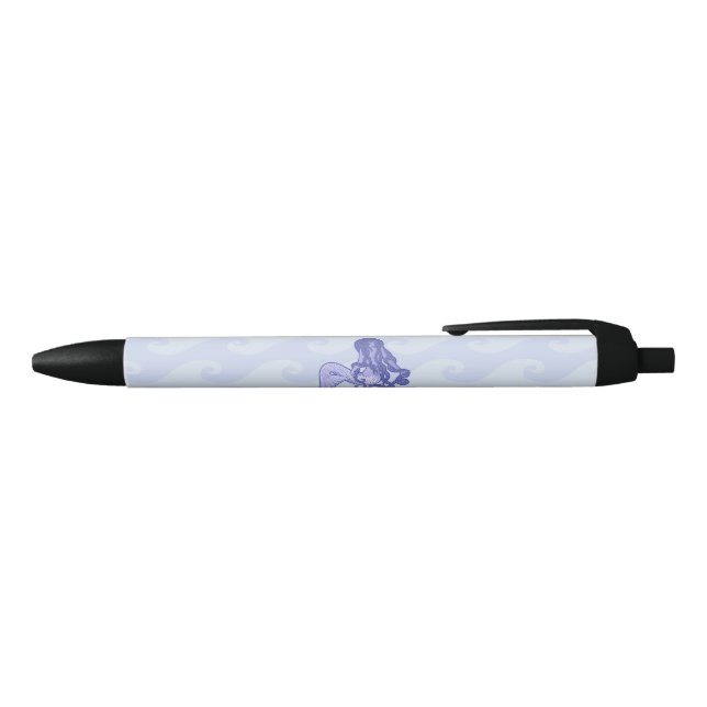 Stylo Noir Sirène assise bleue (Haut)