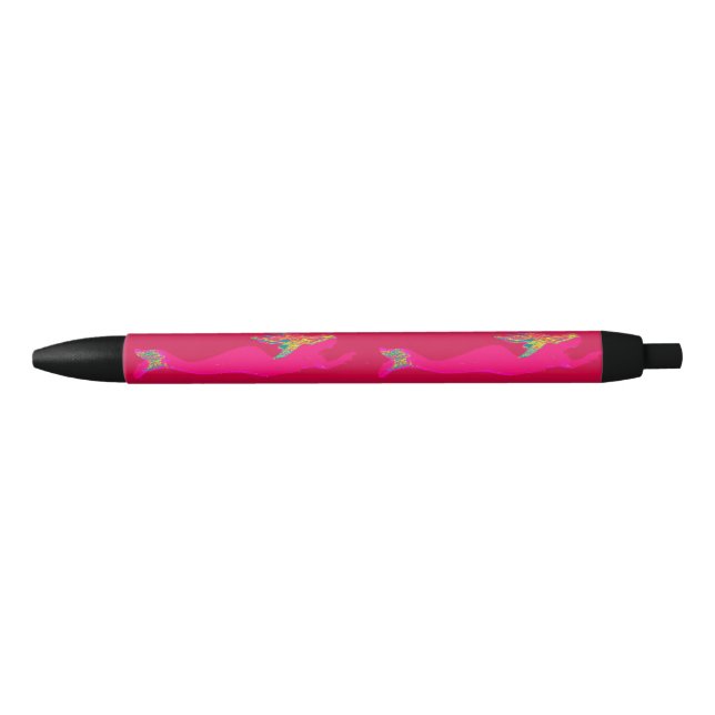 Stylo Noir sirène rose sous-marine rouge (Devant)