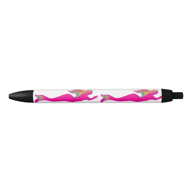 Stylo Noir sirènes roses sous-marines (Devant)