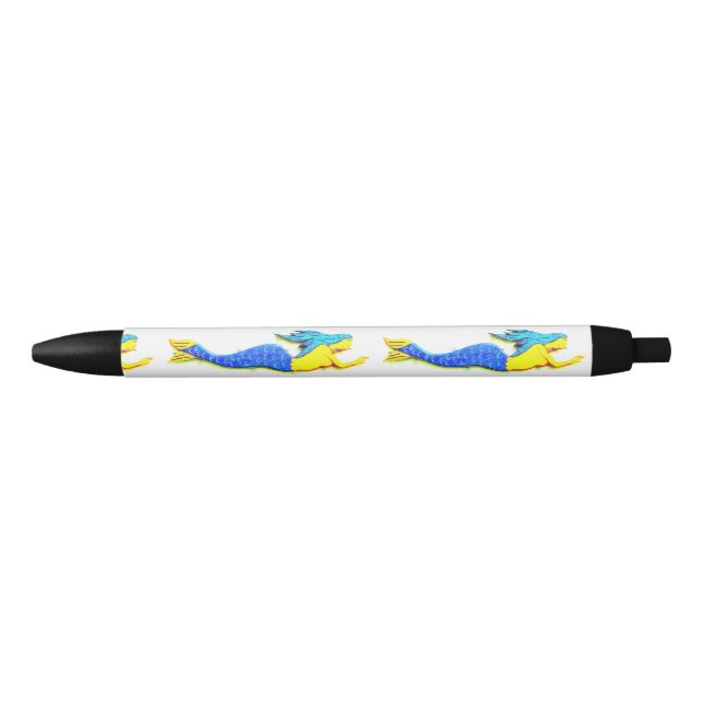Stylo Noir sirènes sous-marines à queue bleue (Devant)