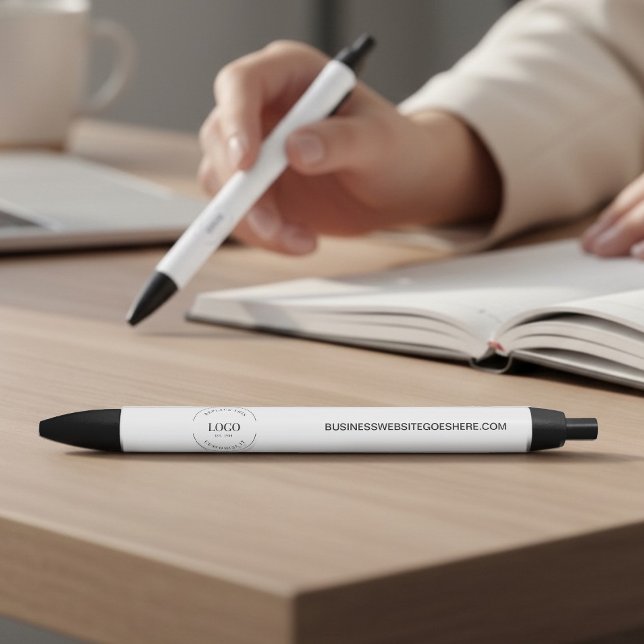 Stylo Noir Site Web de logo personnalisable minimal pour entr (Custom logo and website on pens.)