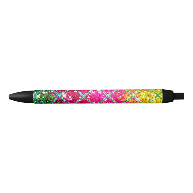 Stylo Noir Snakeskin rose parties scintillant (Devant)