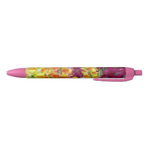 Stylo Noir Snapdragons colorés floraux