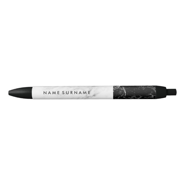 Stylo Noir Sophistiqué élégant moderne de marbre noir et (Devant)